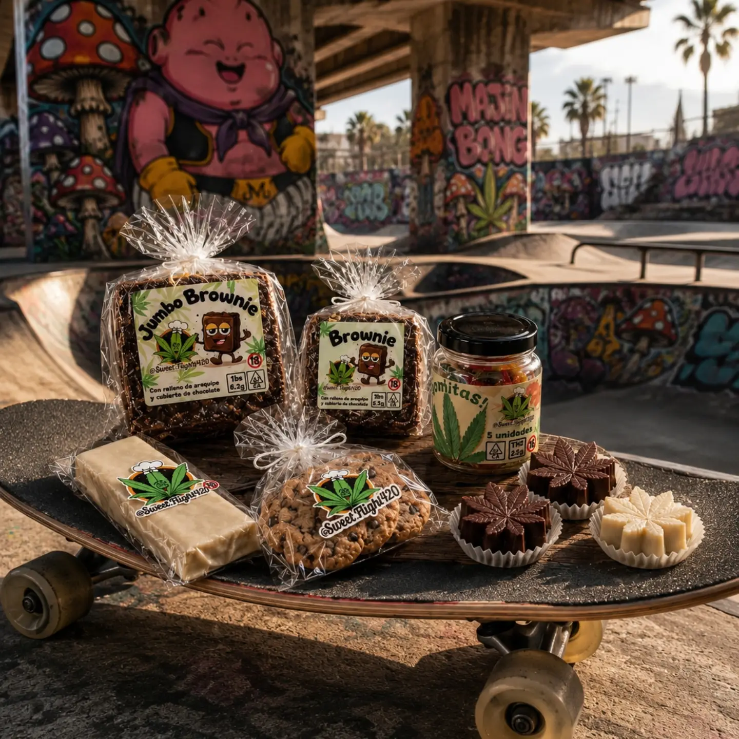 Comestibles Sweet Flight 420 en el skatepark