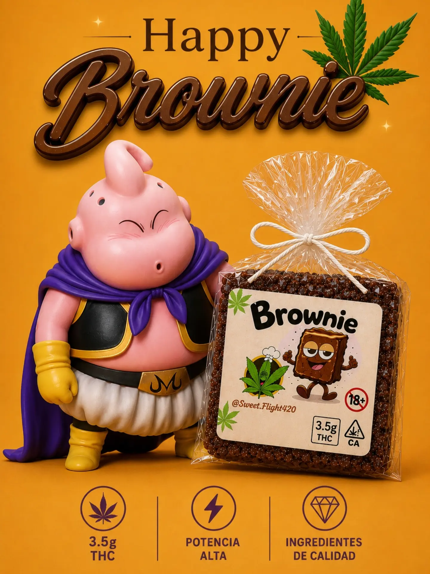 Happy Brownie con Majin Buu