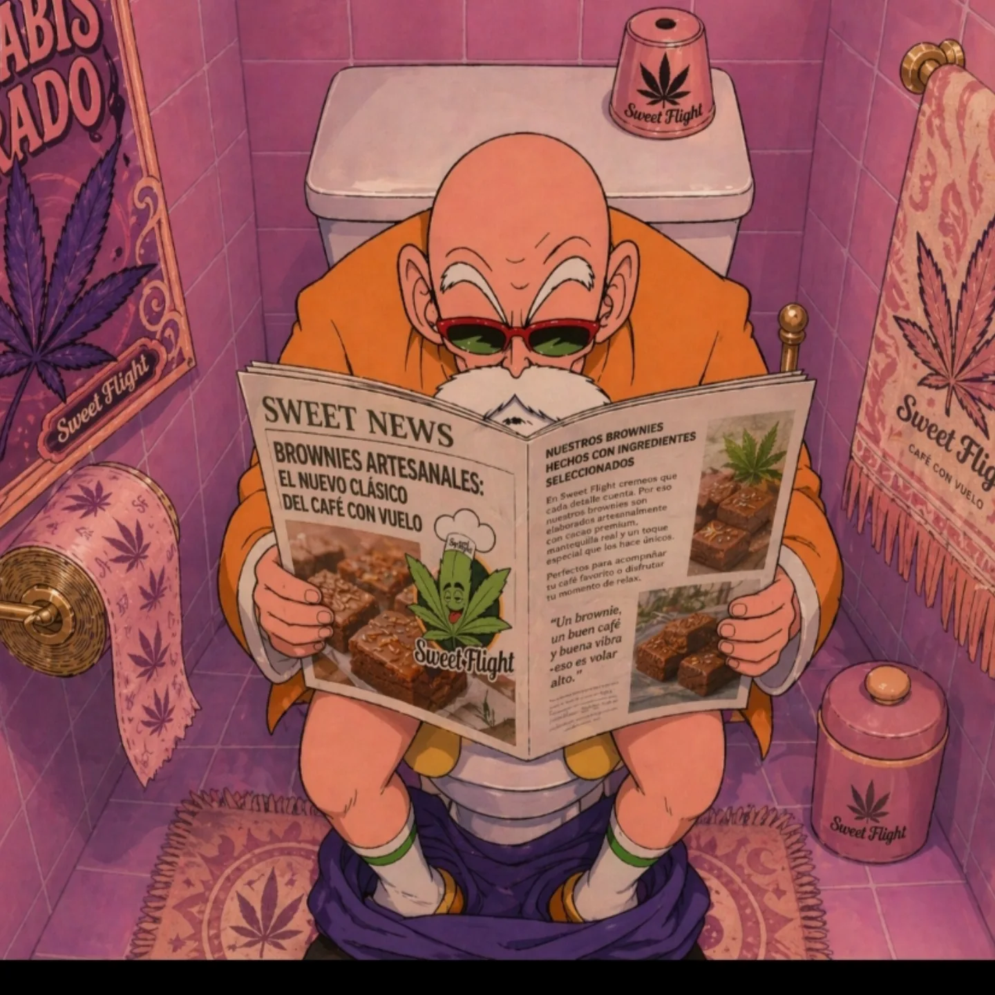 El maestro Roshi leyendo Sweet News